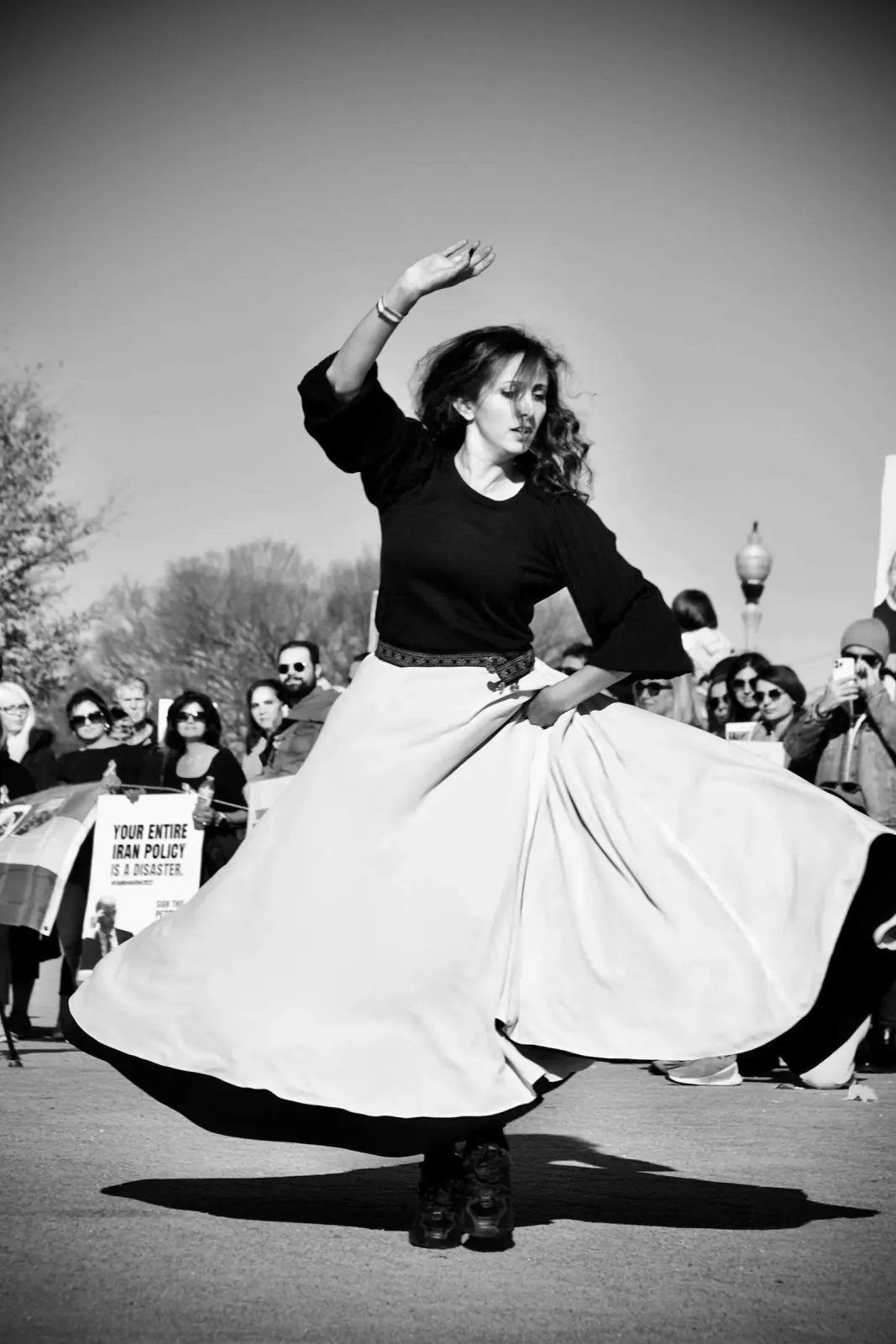 Banafsheh Amiri turning in Sepideh near Buckingham Fountain